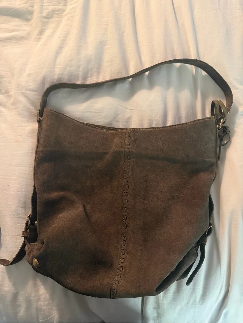 Free People Brown Suede Shoulder Bag  Dallas distressed suede bag